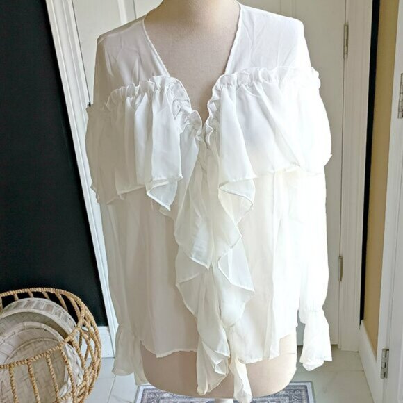 NEW! BOHO MULTI LAYER RUFFLE CHIFFON FLOWY BLOUSE - Picture 6 of 6
